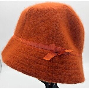 VINTAGE Gap Bucket Hat Womens Orange Size Small/Med Angora Blend Y2K